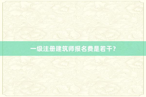 一级注册建筑师报名费是若干？
