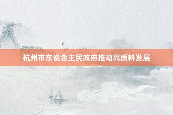 杭州市东说念主民政府推动高质料发展